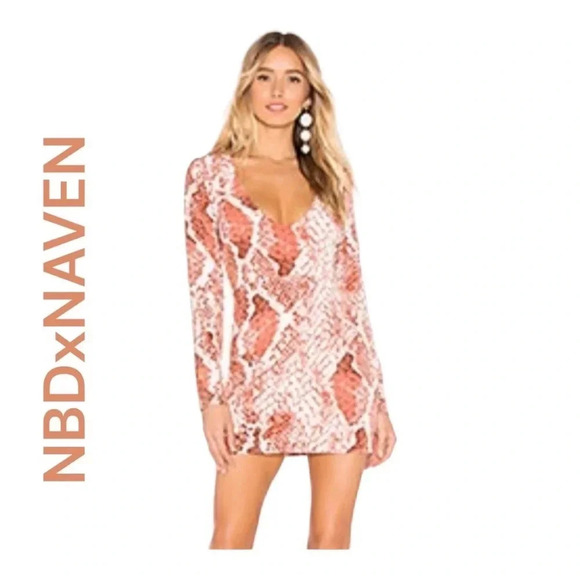 NBD Snake Print Long Sleeve Dress - Picture 2 of 7